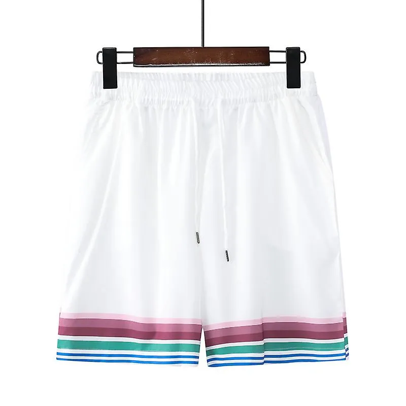 Nueva Casablanca Color Stripe Club de Tenis Hombres Mujeres Short Set Hawaii Beach Suit Hip Hop Shirt Shorts Couple Suit Casa