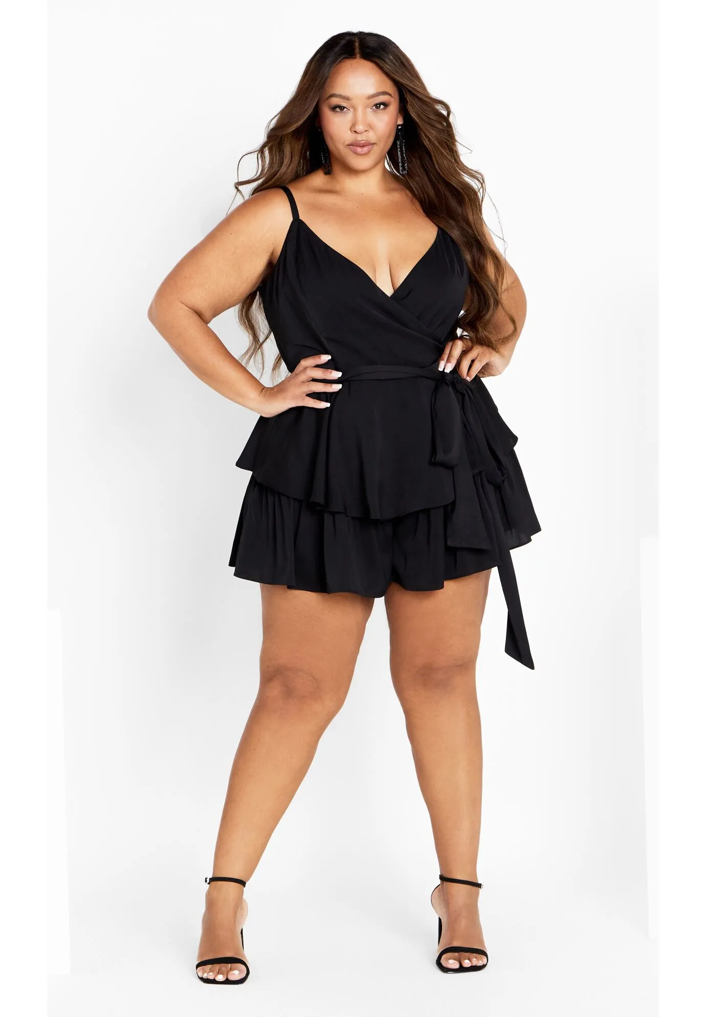 Party Wrap Playsuit - black