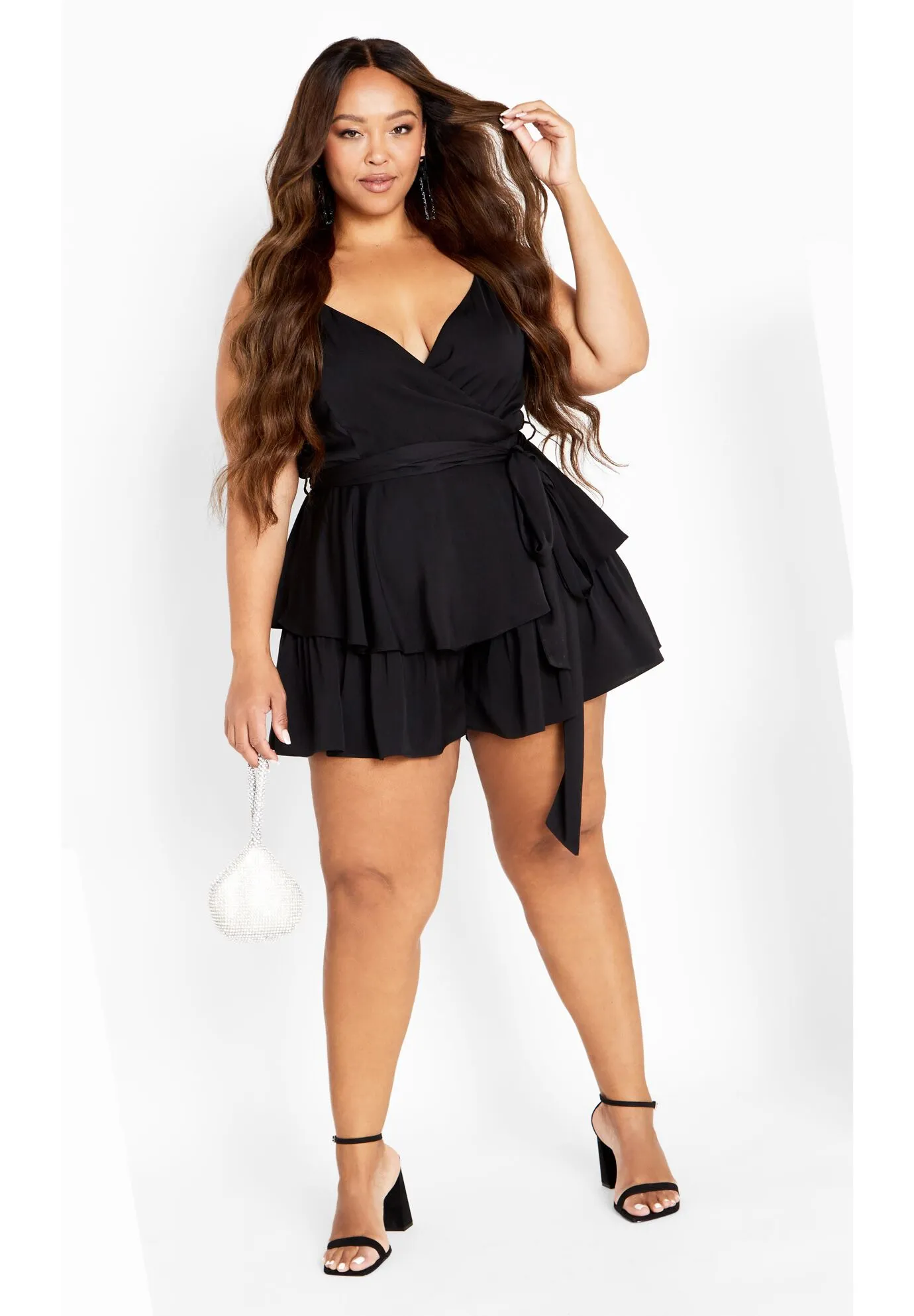 Party Wrap Playsuit - black