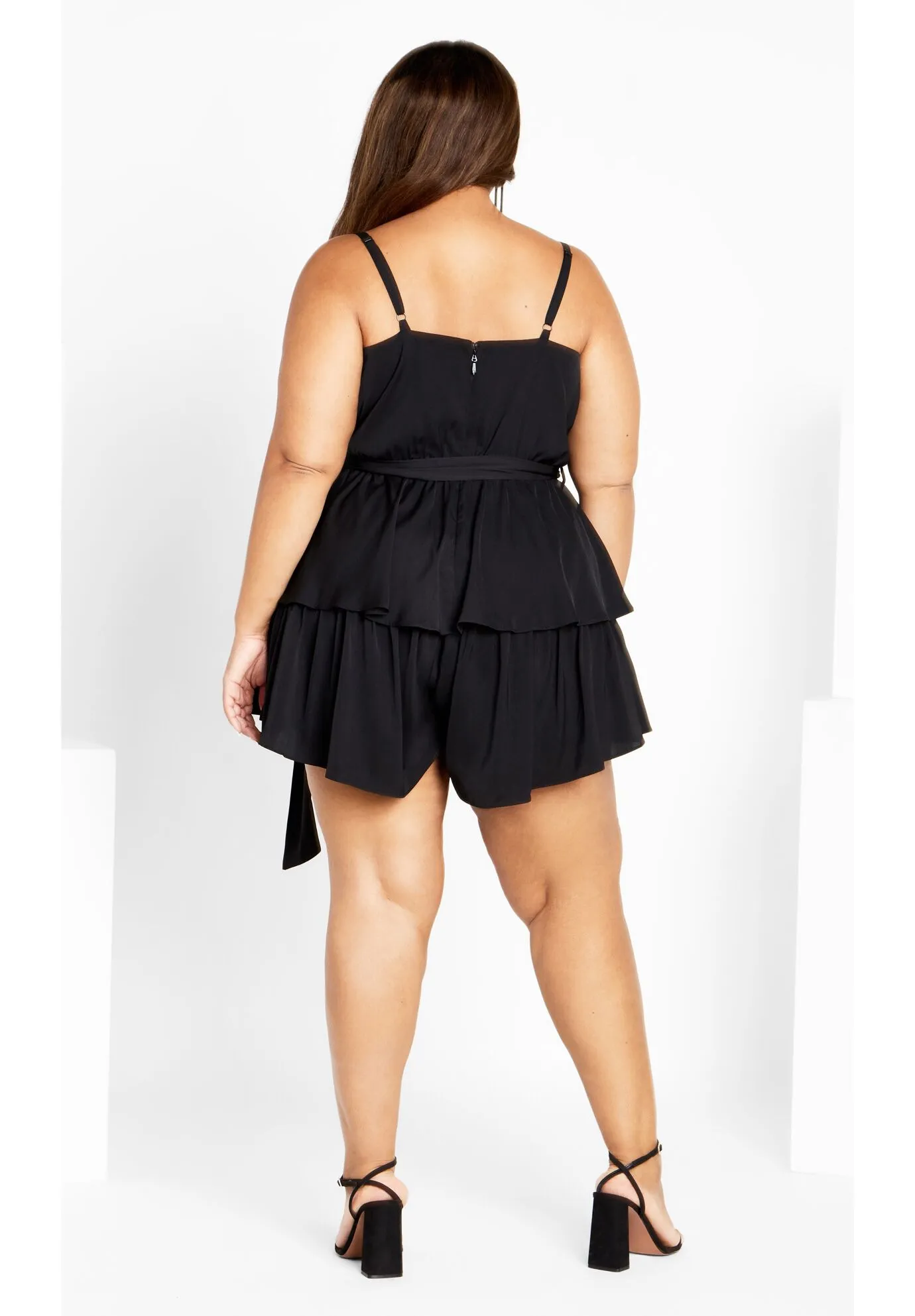 Party Wrap Playsuit - black