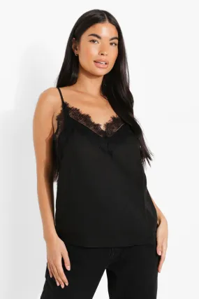 Petite Lace Trim Satin Camisole