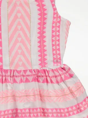 Pink Glitter Jacquard Sleeveless Playsuit | Kids | George at ASDA