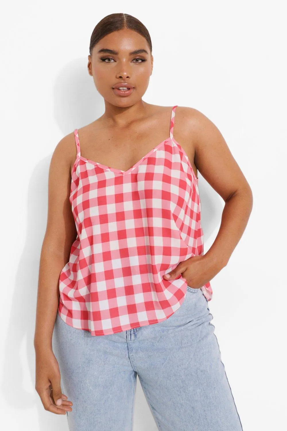 Plus Gingham Woven Camisole