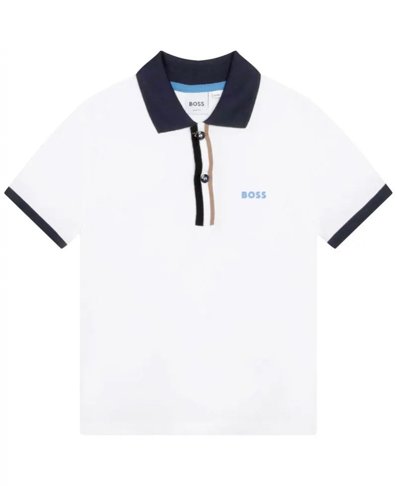 Polo Niño BOSS Blanco