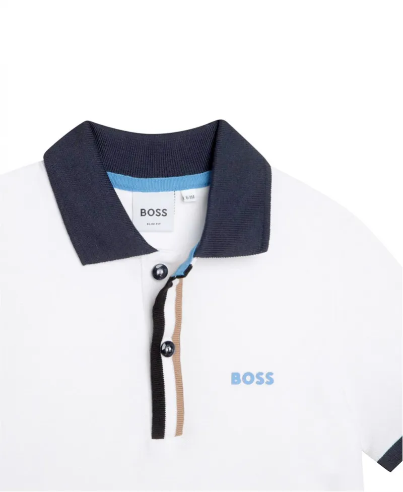 Polo Niño BOSS Blanco