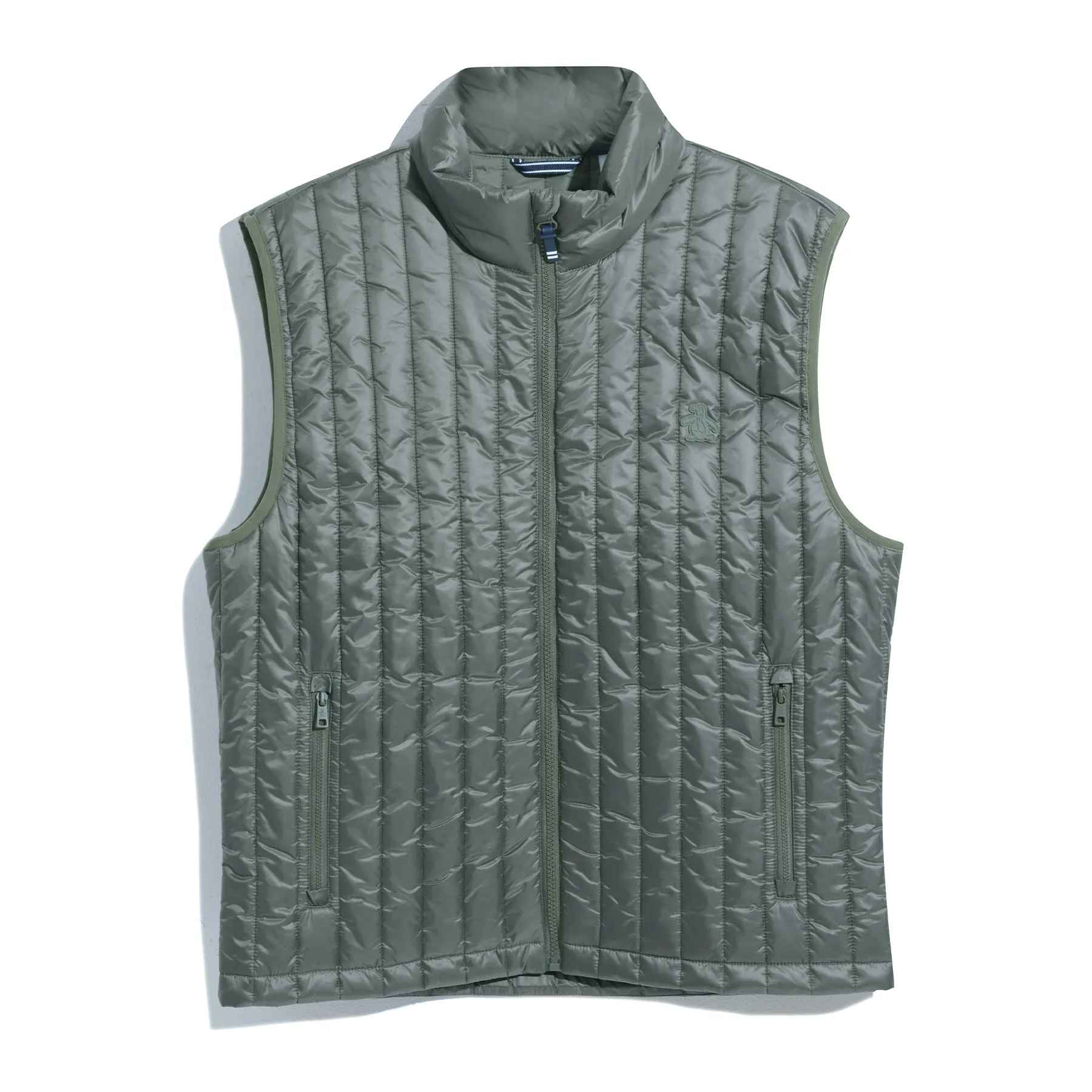 Poly Fill Vertical Channel Gilet In Dusty Olive