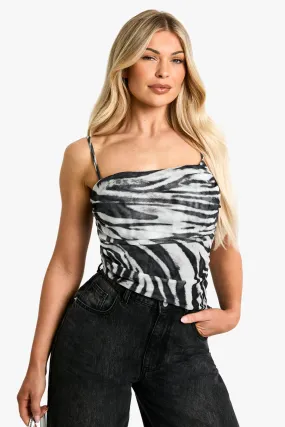 Printed Mesh Asym Hem Camisole