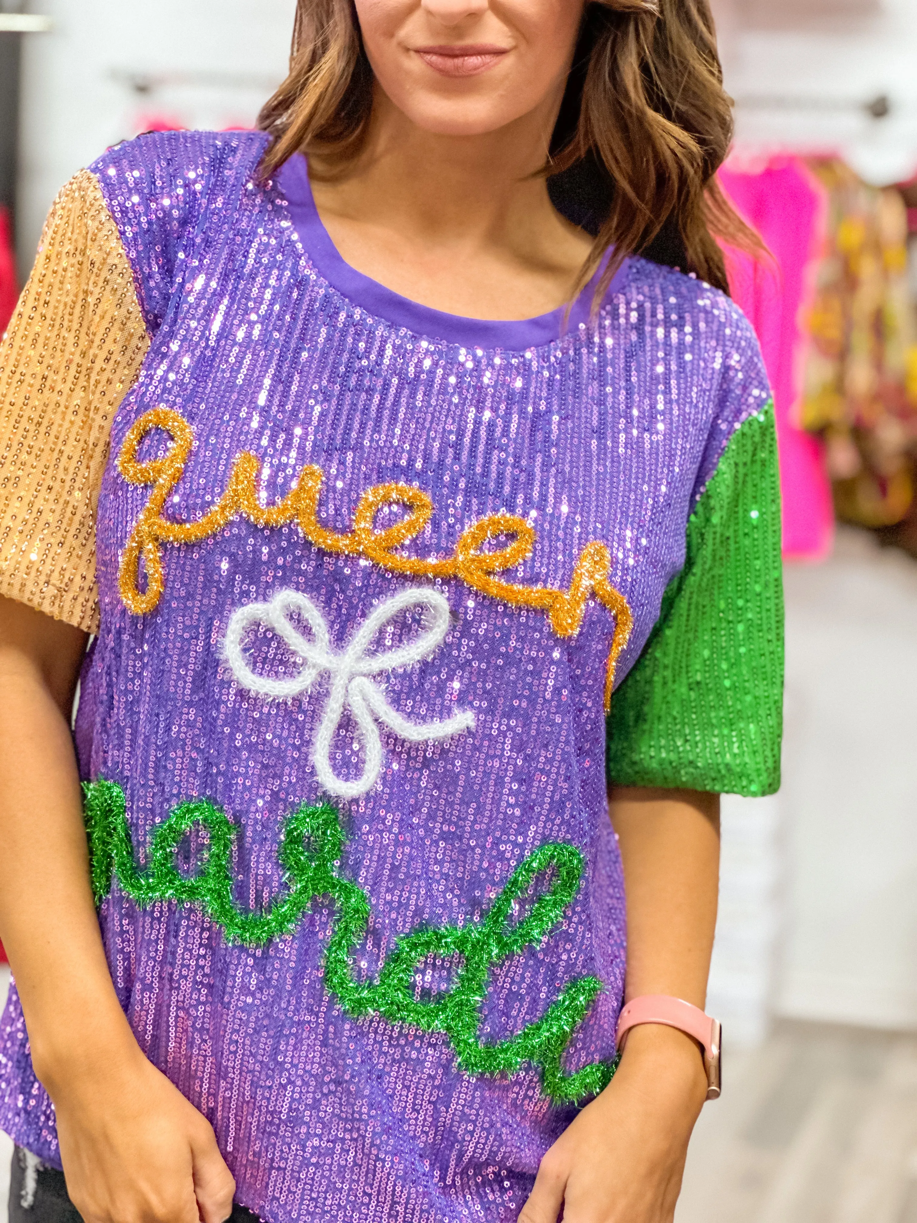 Queen Of Mardi Sequin Top