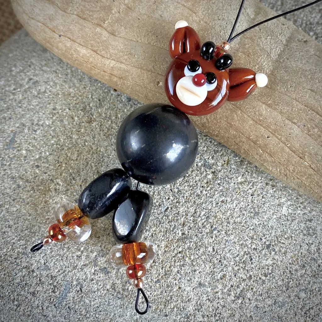 Rudolph Reindeer Ornament, Shungite, Christmas Decor