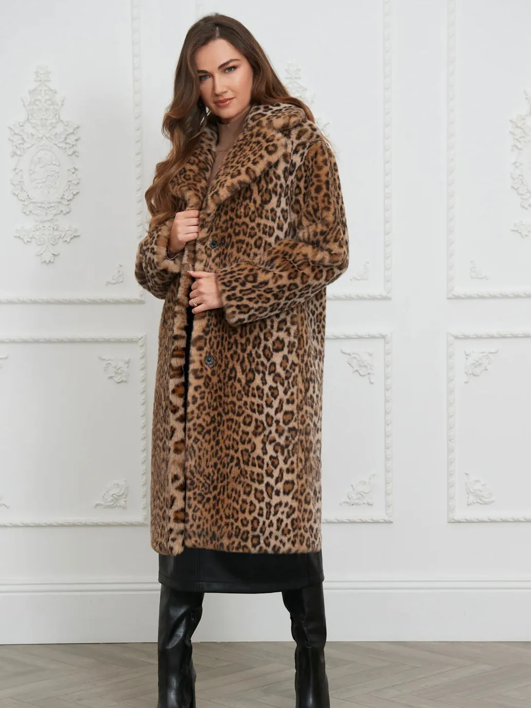 Sacs of Ashbourne   Issy London Loretta Longline Luxe Faux Fur Coat