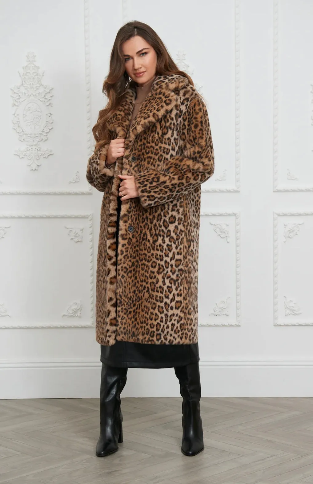 Sacs of Ashbourne   Issy London Loretta Longline Luxe Faux Fur Coat