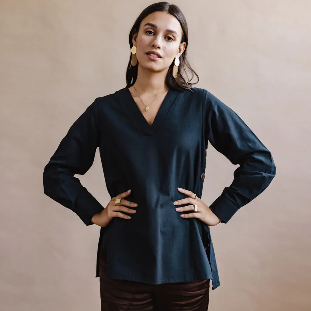 SALE - The Button Tunic - Black