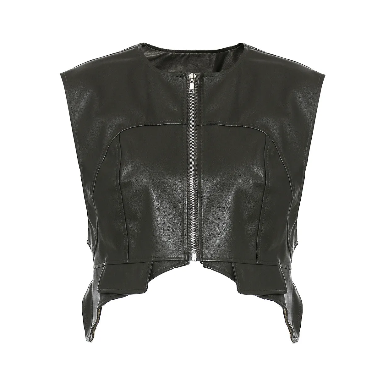 Shaped Leather Mini Vest for Women by Ashore Boutiques