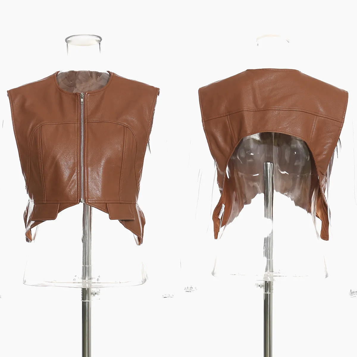 Shaped Leather Mini Vest for Women by Ashore Boutiques