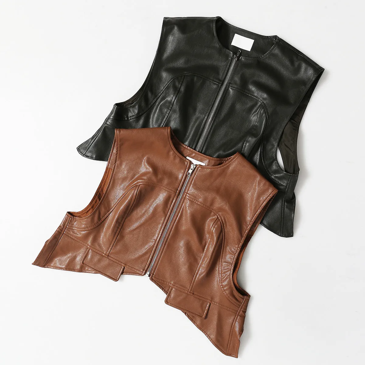 Shaped Leather Mini Vest for Women by Ashore Boutiques