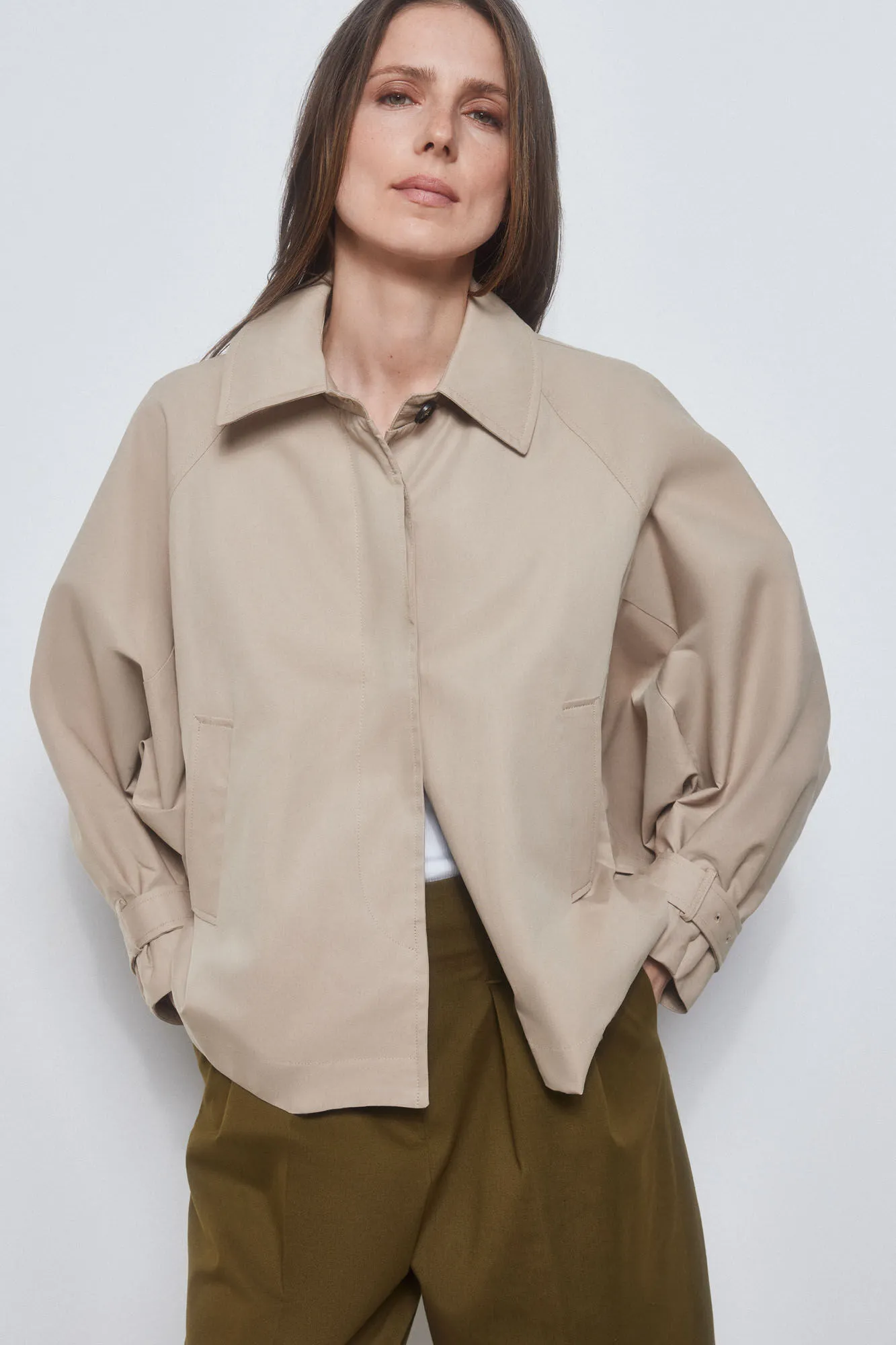 Short oversize trench coat