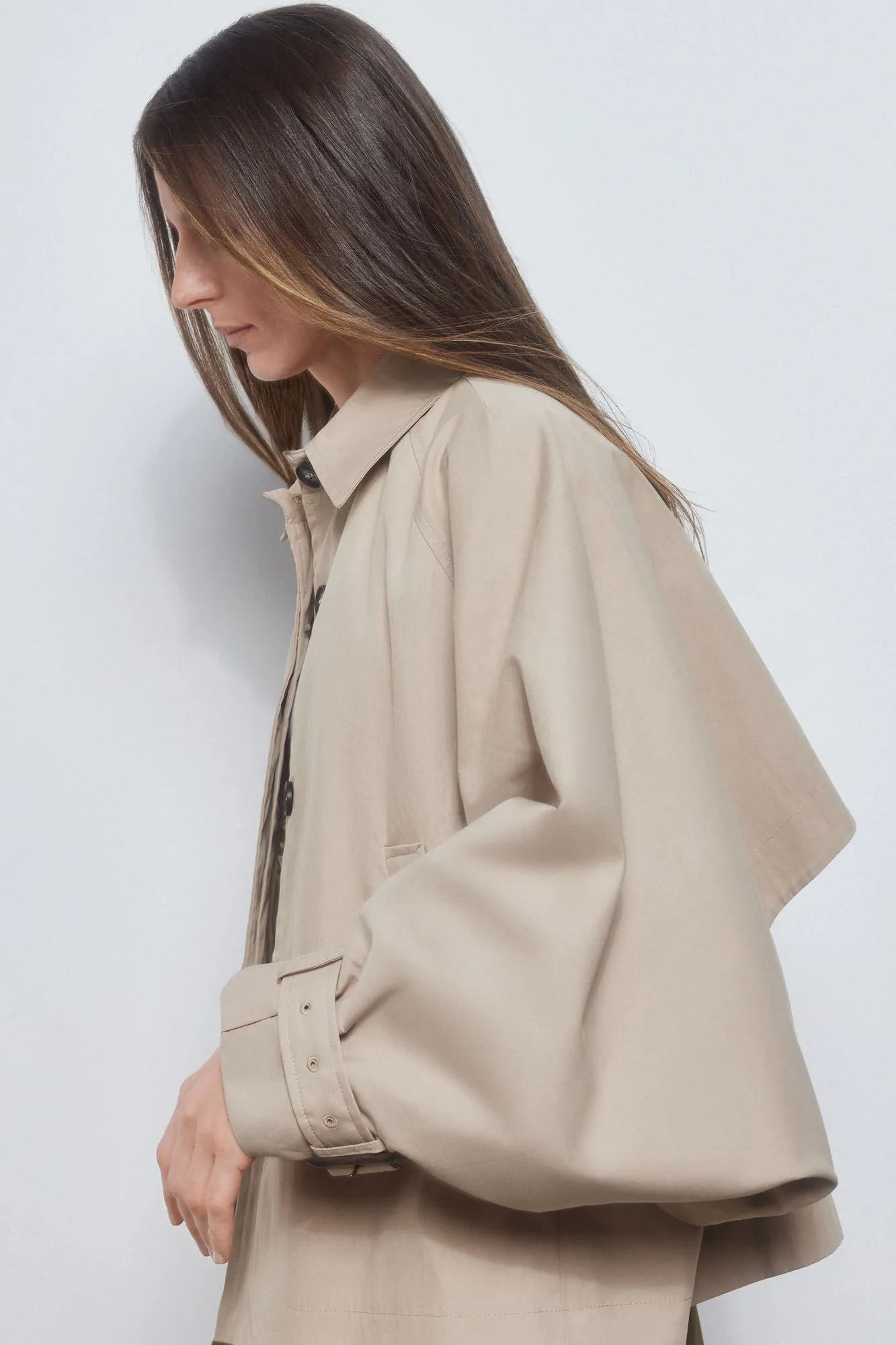 Short oversize trench coat