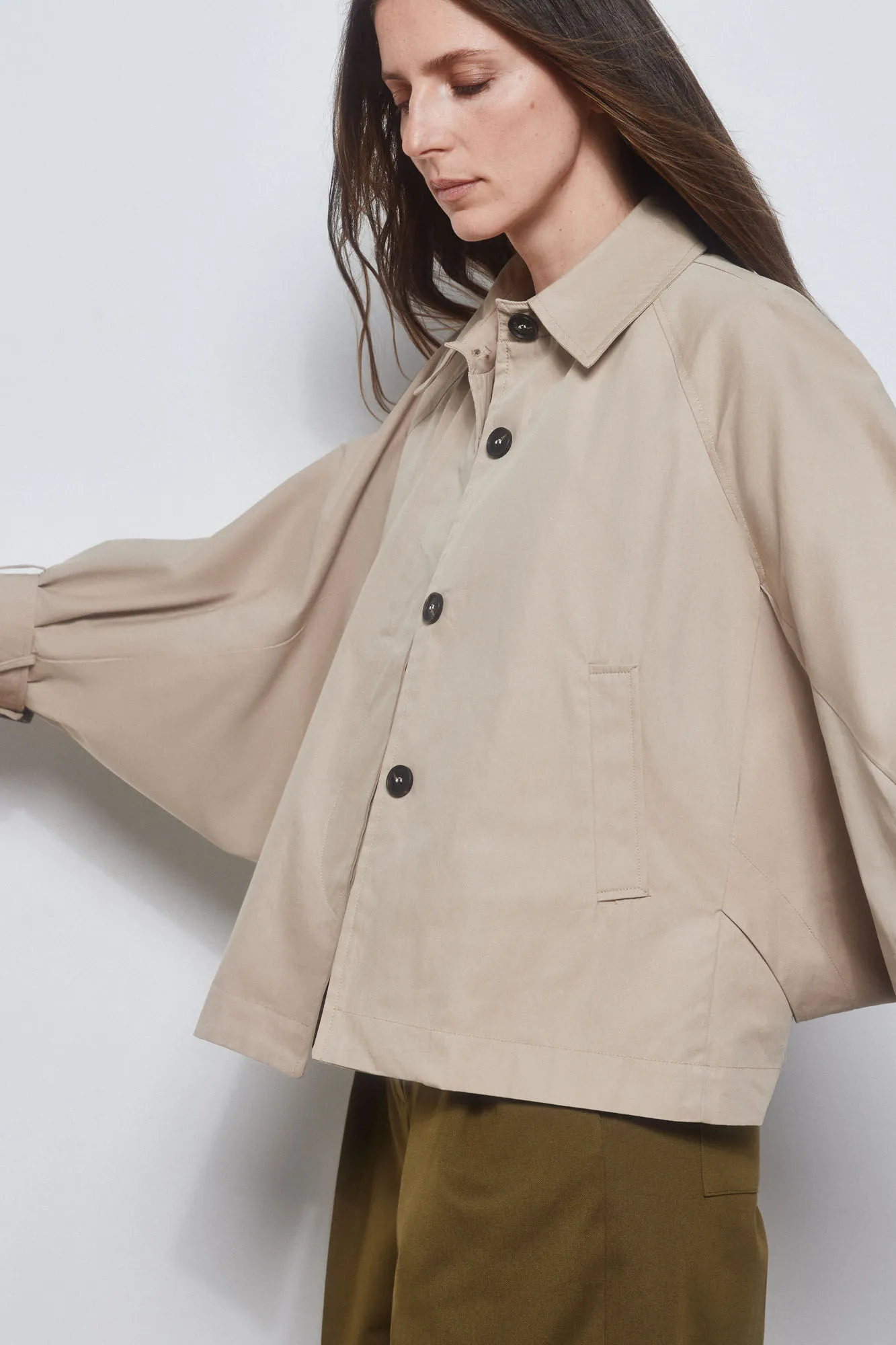 Short oversize trench coat