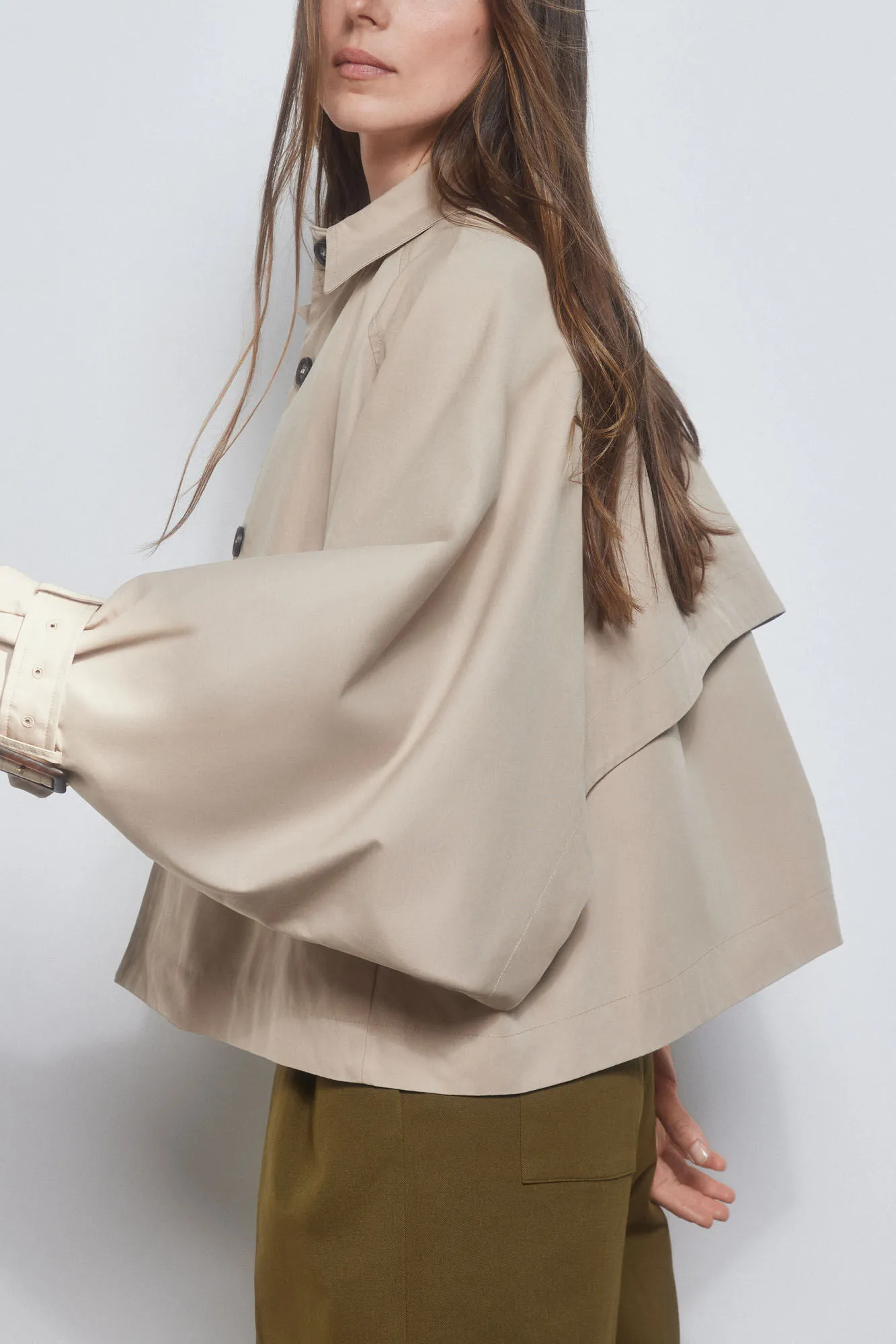 Short oversize trench coat