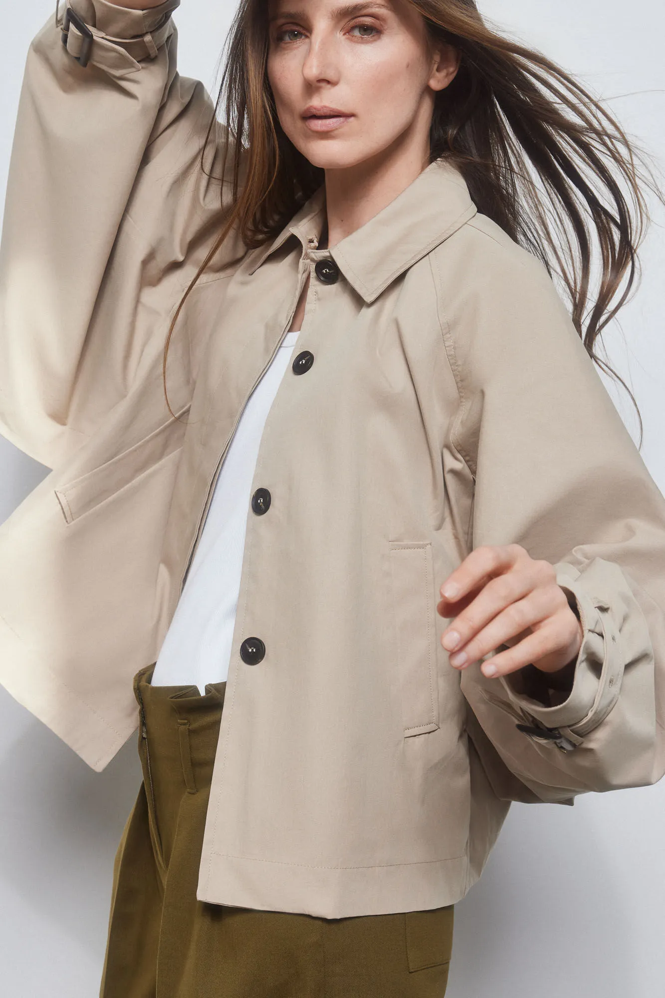 Short oversize trench coat