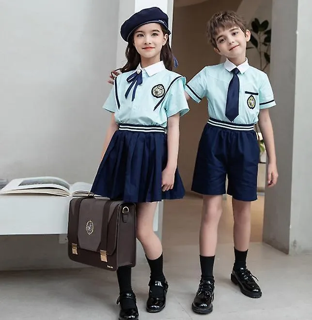 Short-sleeved College Style School Uniform Set