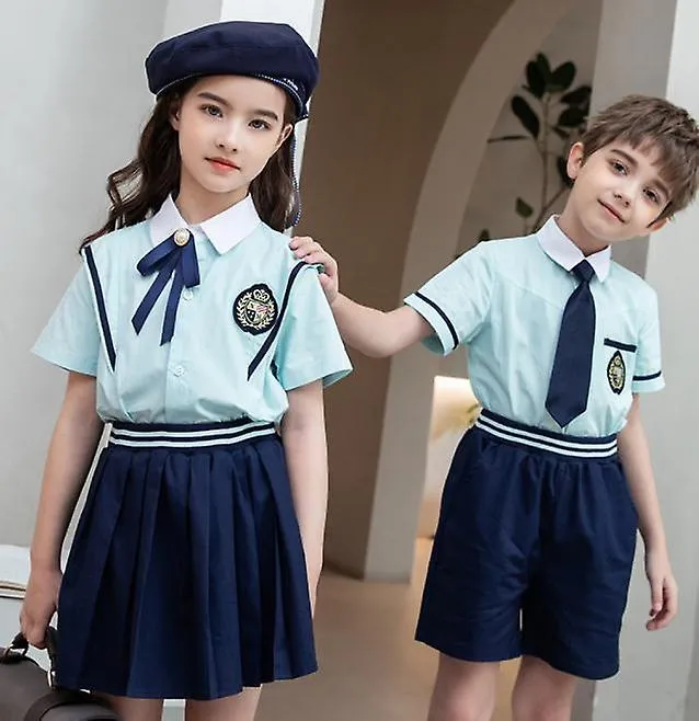 Short-sleeved College Style School Uniform Set