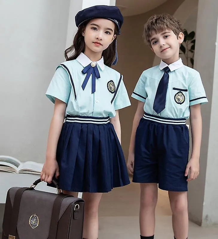 Short-sleeved College Style School Uniform Set