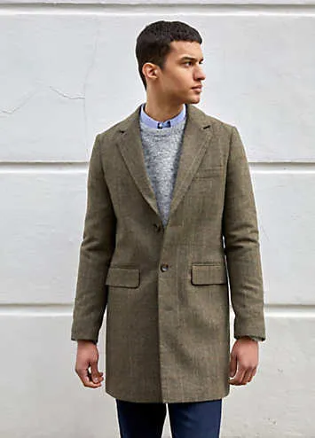 Single Breasted Herringbone Overcoat by French Connection | Look Again