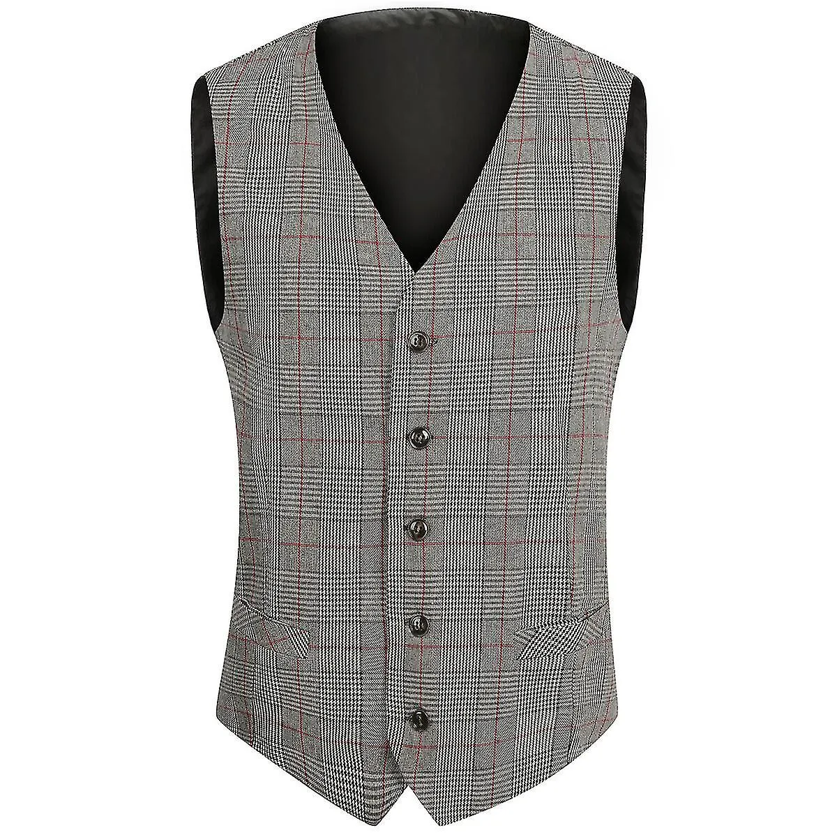 Sliktaa Mens Plaid Suit Vest Business Slim Fit Formal Dress Waistcoat