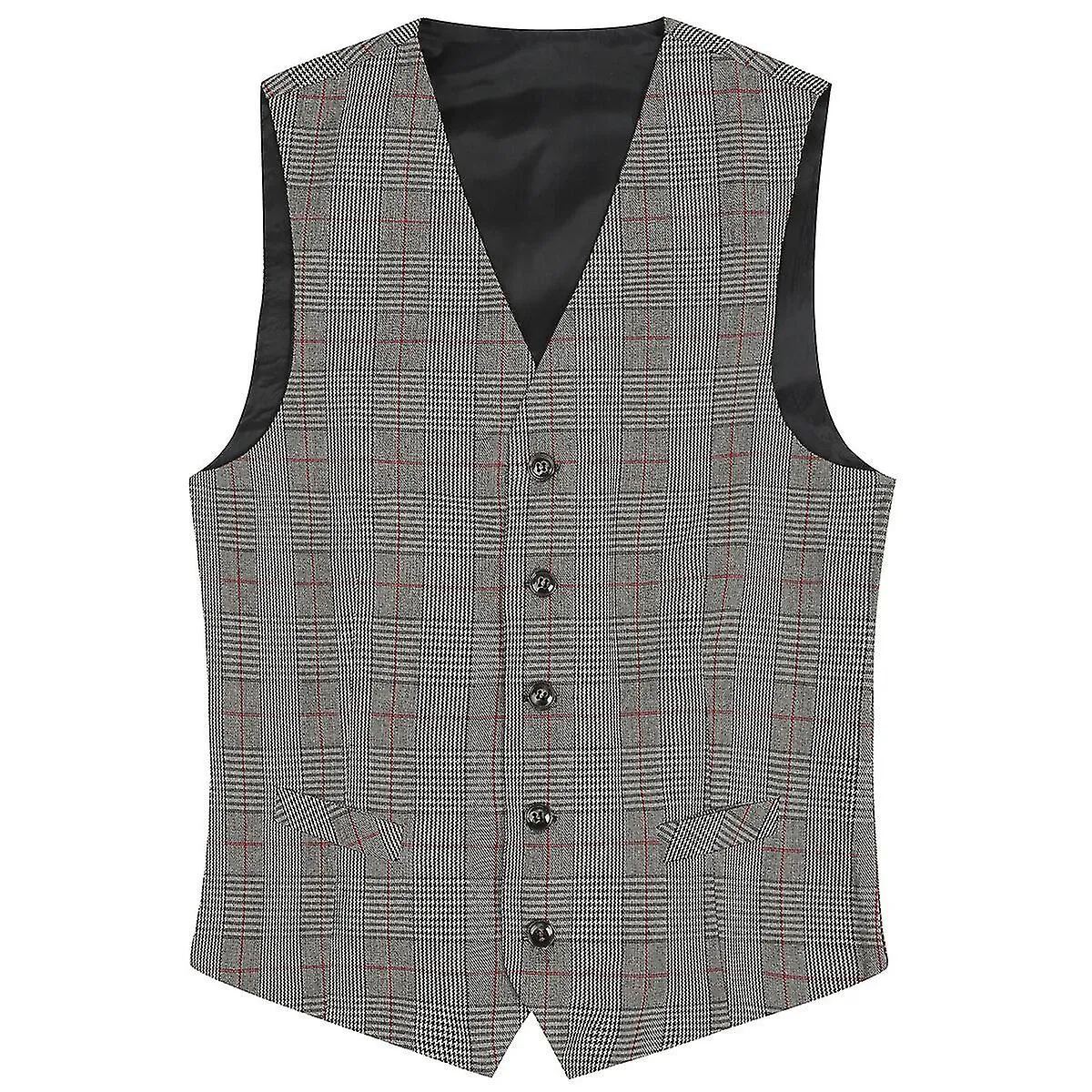 Sliktaa Mens Plaid Suit Vest Business Slim Fit Formal Dress Waistcoat