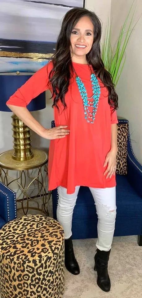 SMALL : Coral Flutter Tunic