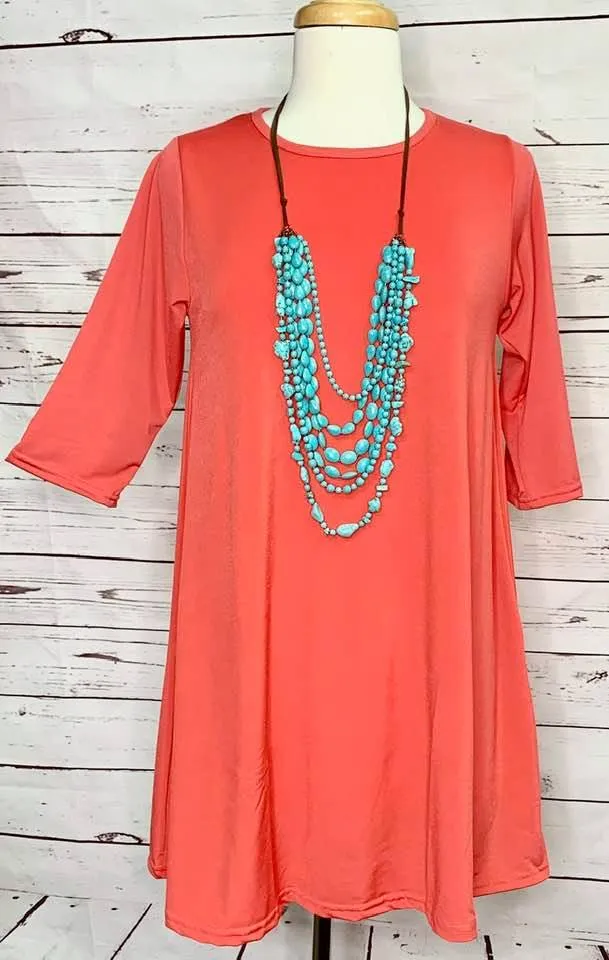 SMALL : Coral Flutter Tunic