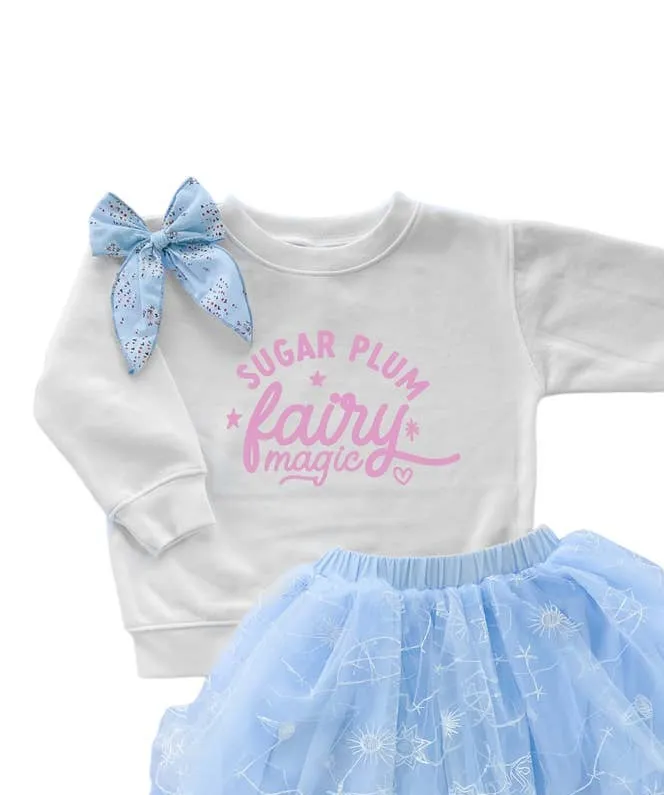 SUGAR PLUM FAIRY GIRLS CHRISTMAS SWEATSHIRT | WHITE