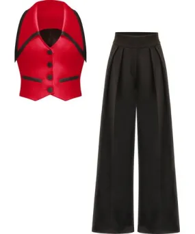 Tia Dorraine Black / Red Born To Run Waistcoat & Trousers Set