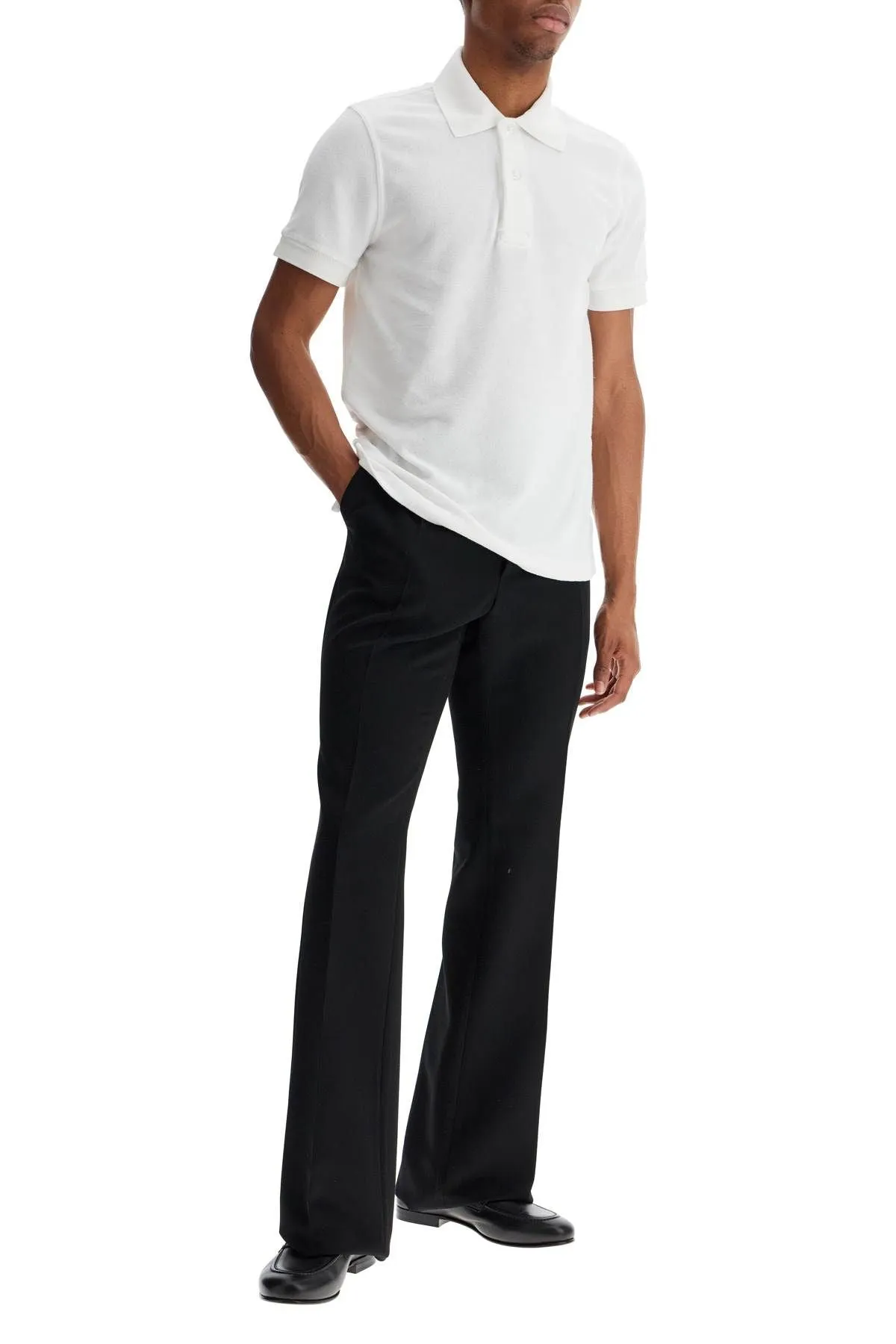 Tom Ford White Cotton Polo With Classic Collar