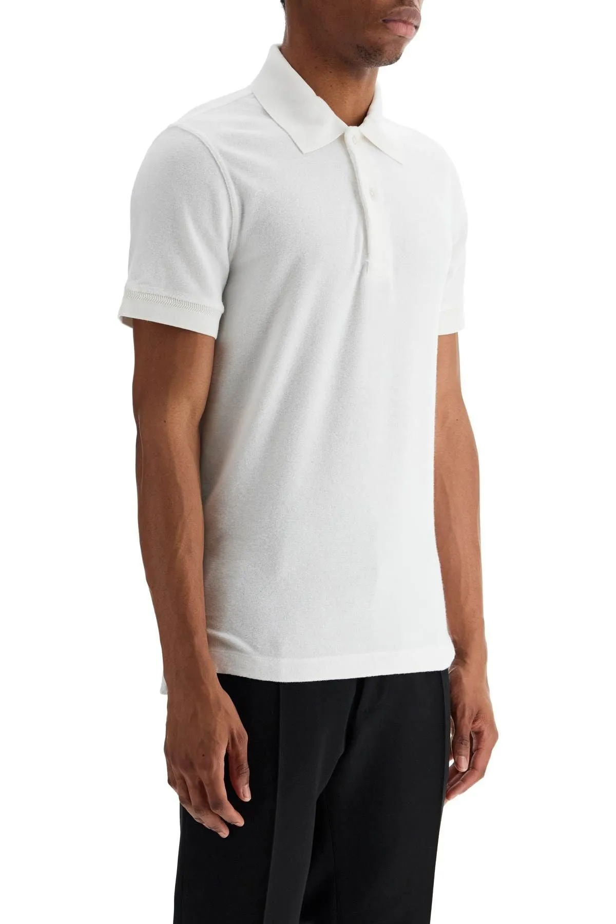 Tom Ford White Cotton Polo With Classic Collar