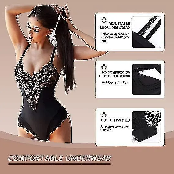 Traje de encaje para mujeres Control de barriga Shapewear V-neck Camisole sin espalda sin mangas Slimmer Tops A