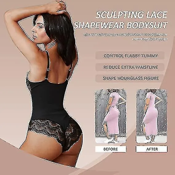 Traje de encaje para mujeres Control de barriga Shapewear V-neck Camisole sin espalda sin mangas Slimmer Tops A