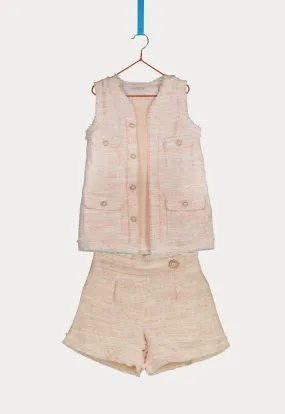 Tweed 4-Pocket Waistcoat and Shorts Set