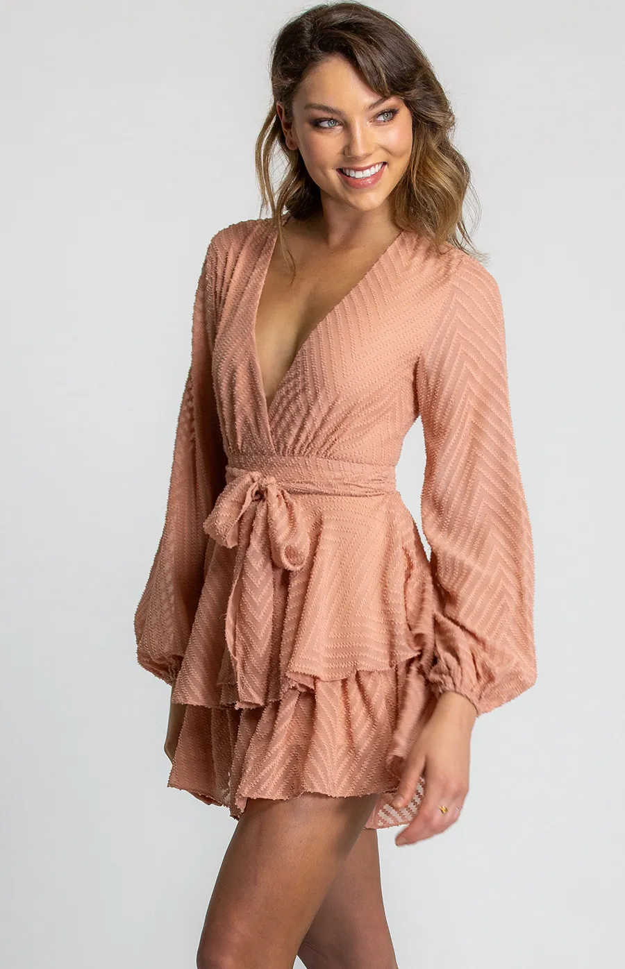 V-Neckline Long Sleeve Playsuit with Ruffle Details (SJP306-11A) 