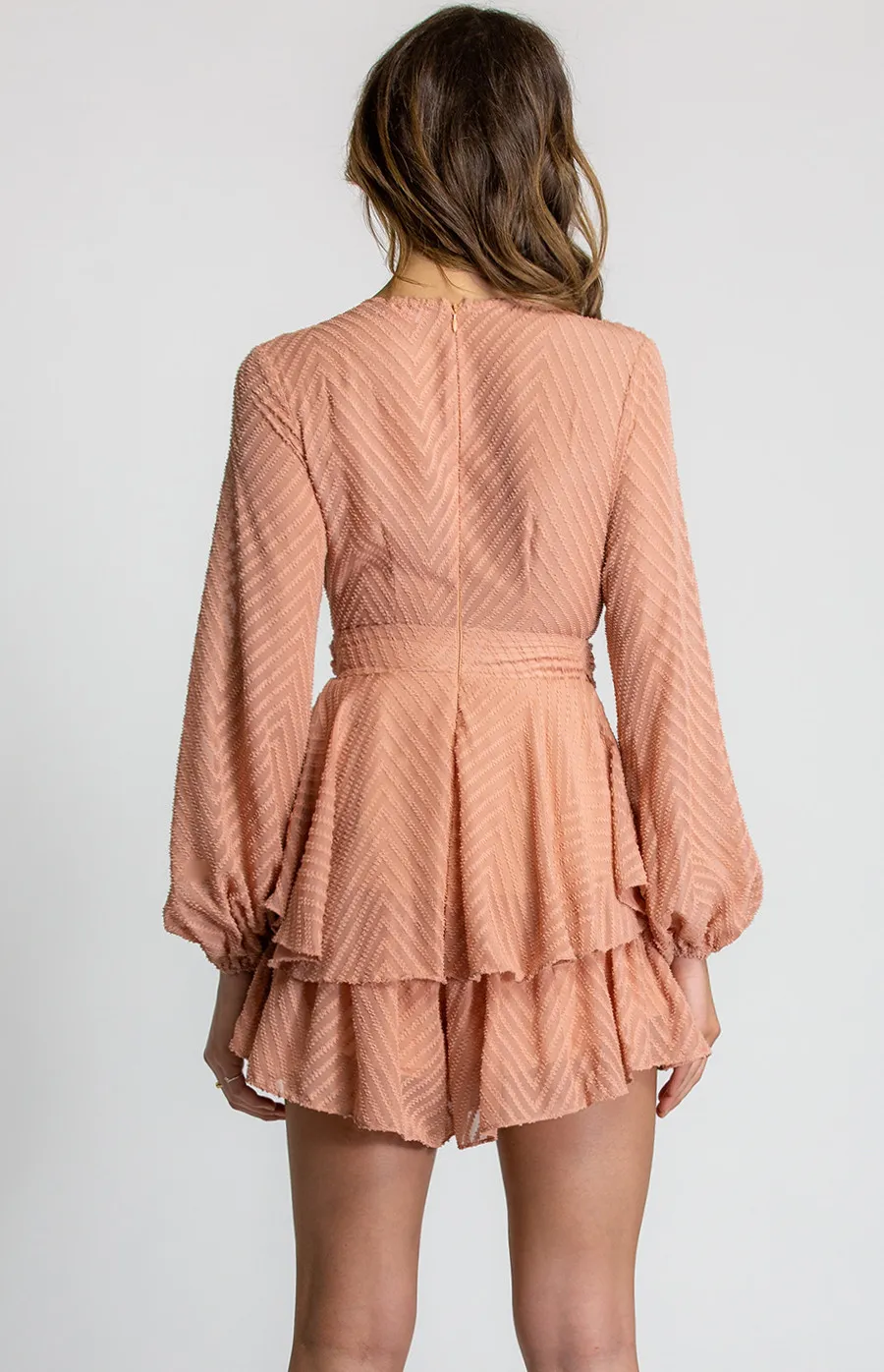 V-Neckline Long Sleeve Playsuit with Ruffle Details (SJP306-11A) 