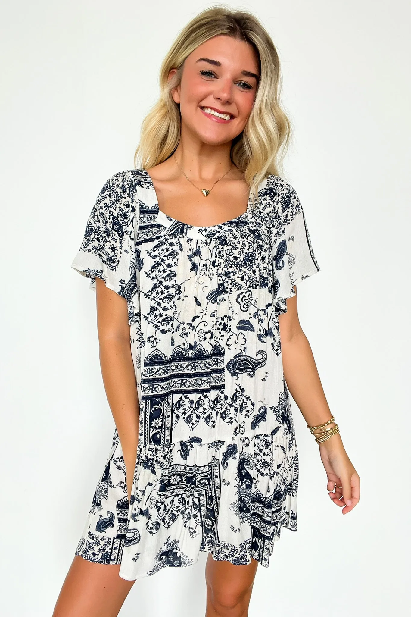 Valla Bandana Print Flowy Tunic Dress