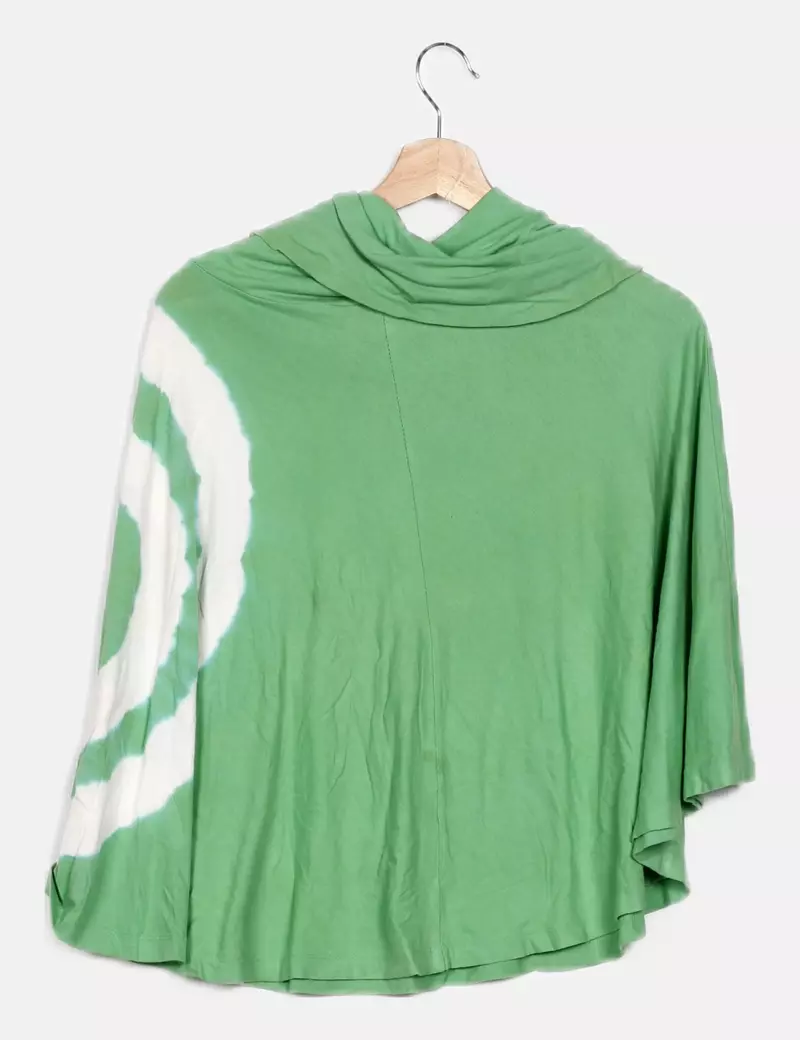 Venca Poncho verde estampado