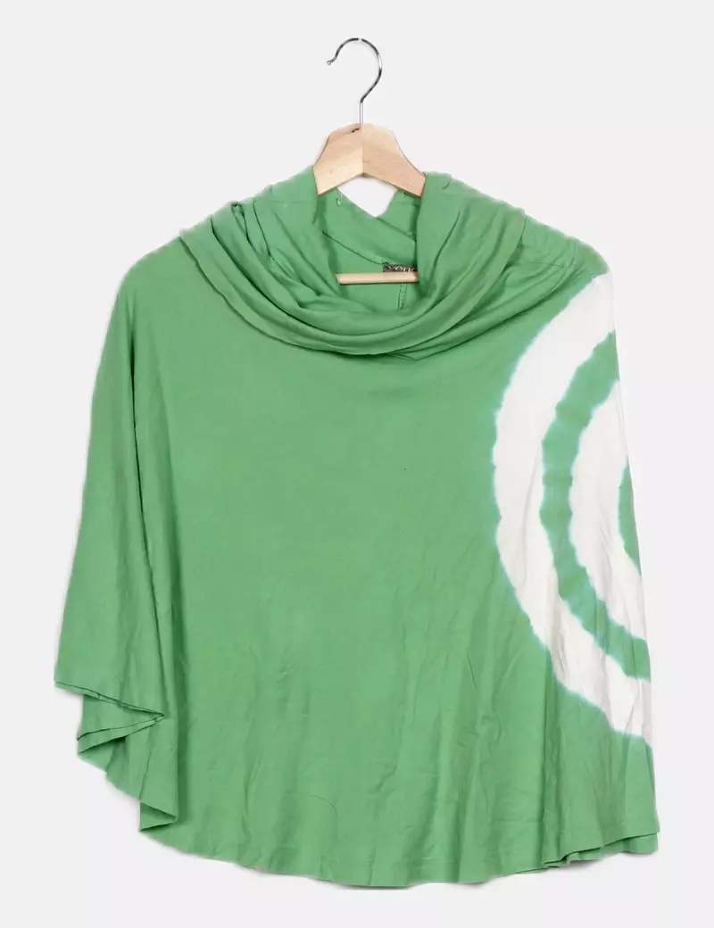 Venca Poncho verde estampado