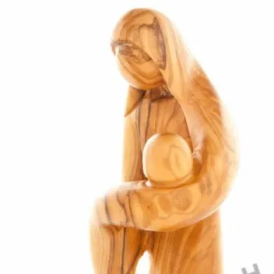 Virgin Mary (Abstract), 8.3 Olive Wood Carving Statue from Bethlehem