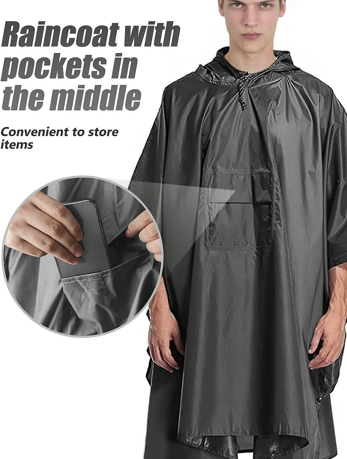 Waterproof Poncho Adult, Reusable Rain Poncho Adult Waterproof Poncho Waterproof Adult Lightweight Waterproof Raincoat for Outdo