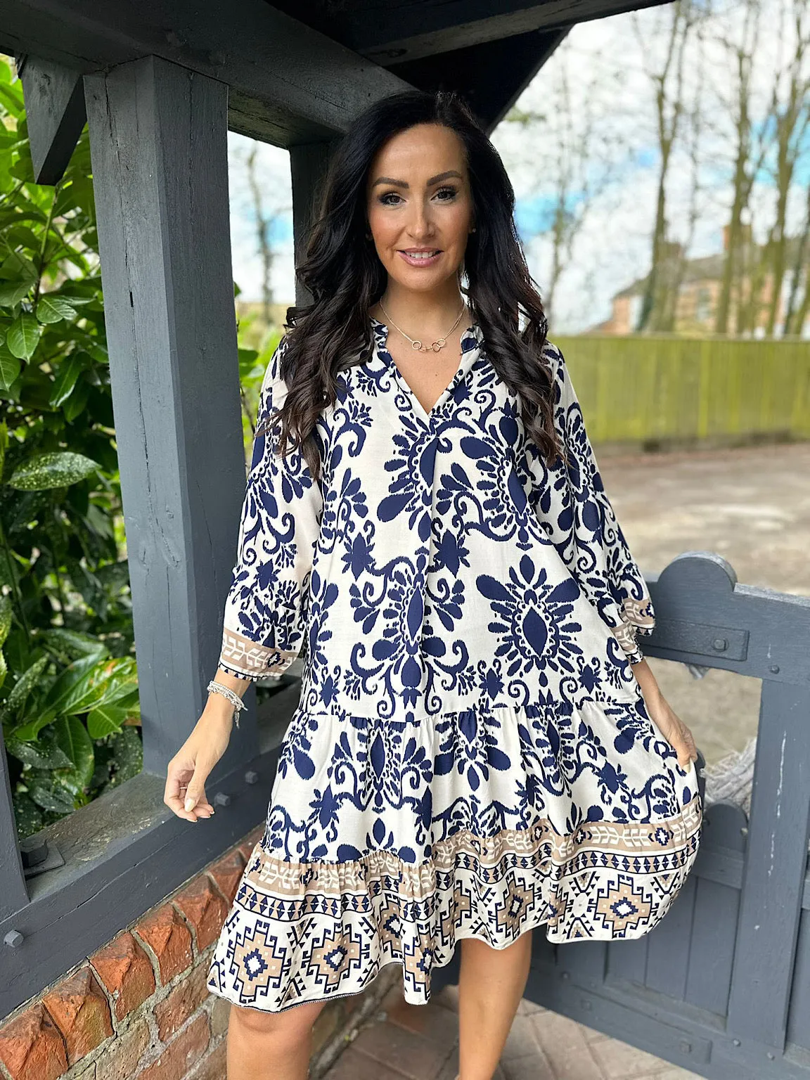 White Aztec Hem Tunic Charlotte