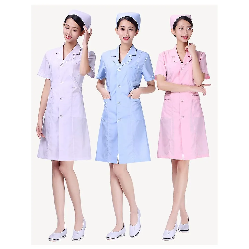 White Short Sleeve Uniform Beautician Nursing White Coat Cotton Hospital Apparel Clothes V Neck Labour Suit Fashion Costume Phar