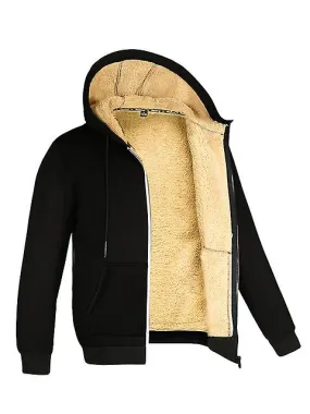 Winter Lambswool Zipper Hoodies Thicken Warm Jackets Long Sleeve Sweatshirts Casual Sports Fleece Black Coats Hooded Men Coat To