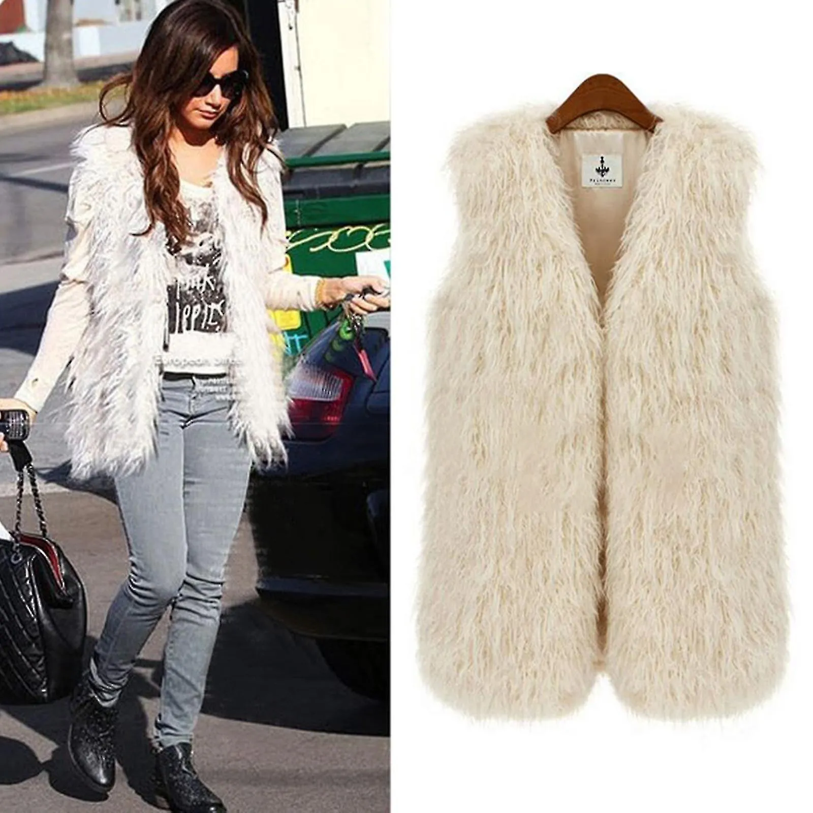 Women Jackets Faux Fur Vest Waistcoat Gilet Coat Outwear-u